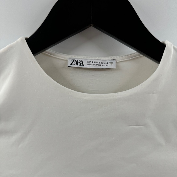 Zara White Super Cropped Buttery Soft Top Size Small - Picture 4 of 5